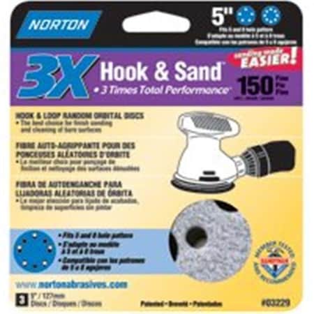Norton 3229 Hook And Sand Paper Disc Pack 150